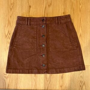 Brown Super Hi-rise A-Line Button-Front Corduroy Skirt